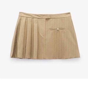 Zara Tan Pleated Mini Skirt